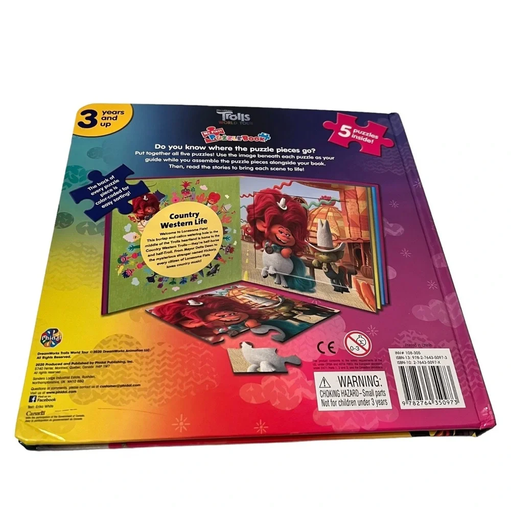 Dream Works World Tour Trolls  5 Puzzles - My First Puzzle Book Ages 3+ NWOT